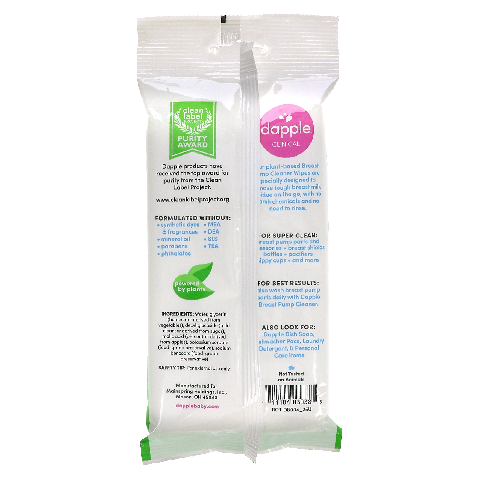 Dapple Baby, Clinical, PlantBased Breast Pump Wipes, Fragrance Free