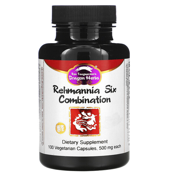 Dragon Herbs‏, תוסף Rehmannia Six Combination,‏ 500 מ"ג, 100 כמוסות צמחיות