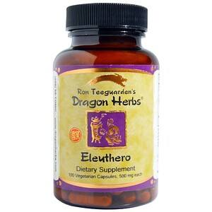 Dragon Herbs, Элеутеро, 500 мг, 100 вегетарианских капсул