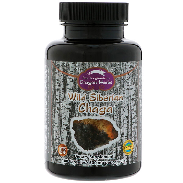 Dragon Herbs‏, צ'אגה סיבירית פראית, 500 מ"ג, 100 כמוסות