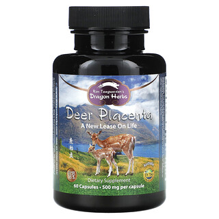 Dragon Herbs, Placenta de venado, 500 mg, 60 cápsulas