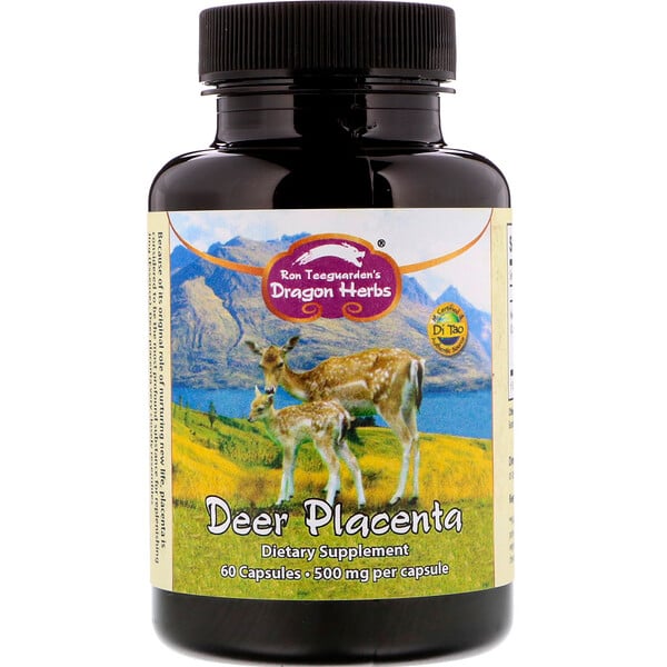 Dragon Herbs, 鹿プラセンタ、500 mg、カプセル60粒