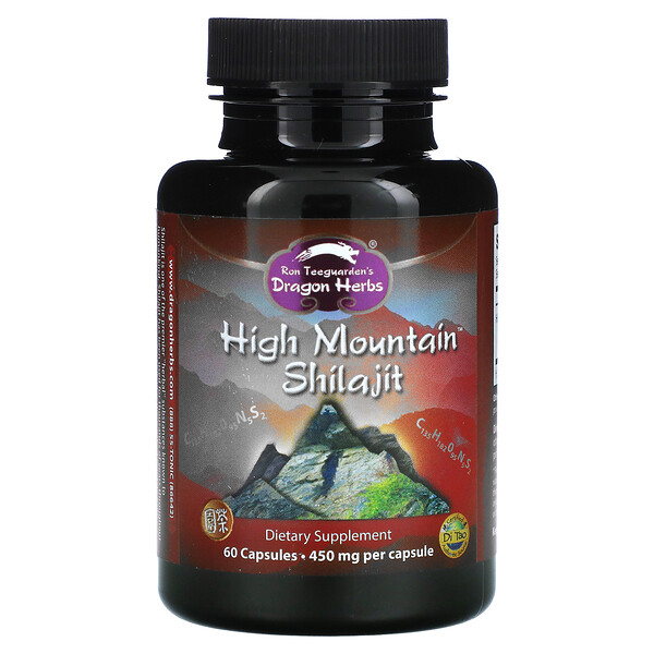 Dragon Herbs, High Mountain Shilajit、450mg、60カプセル