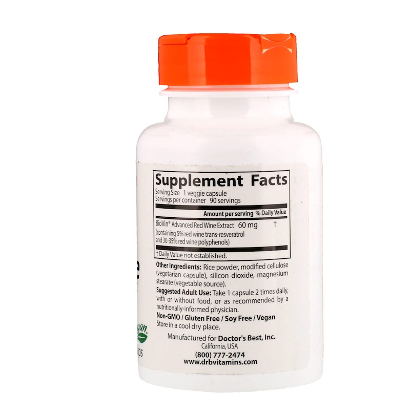 Doctor's Best, French Red Wine Grape Extract, 60 mg, 90 Veggie Caps iHerb