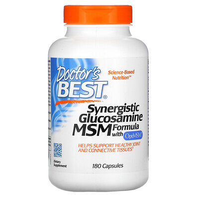 Doctor's Best Synergistic Glucosamine MSM Formula with OptiMSM, 180 Capsules
