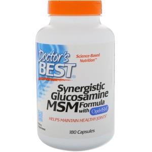 Doctor's Best, Формула с глюкозамином Synergistic Glucosamine MSM Formula, с OptiMSM, 180 капсул