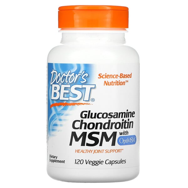 Doctor's Best, Glukosamin Kondroitin MSM dengan OptiMSM, 120 Kapsul Sayuran