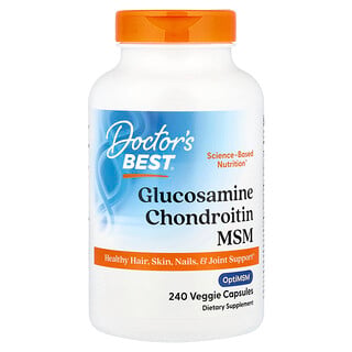 Doctor's Best, Glucosamina, condroitina y MSM con OptiMSM®, 240 cápsulas vegetales