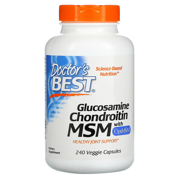 Doctor's Best, Glucosamina, condroitina y MSM con OptiMSM, 240 cápsulas vegetales