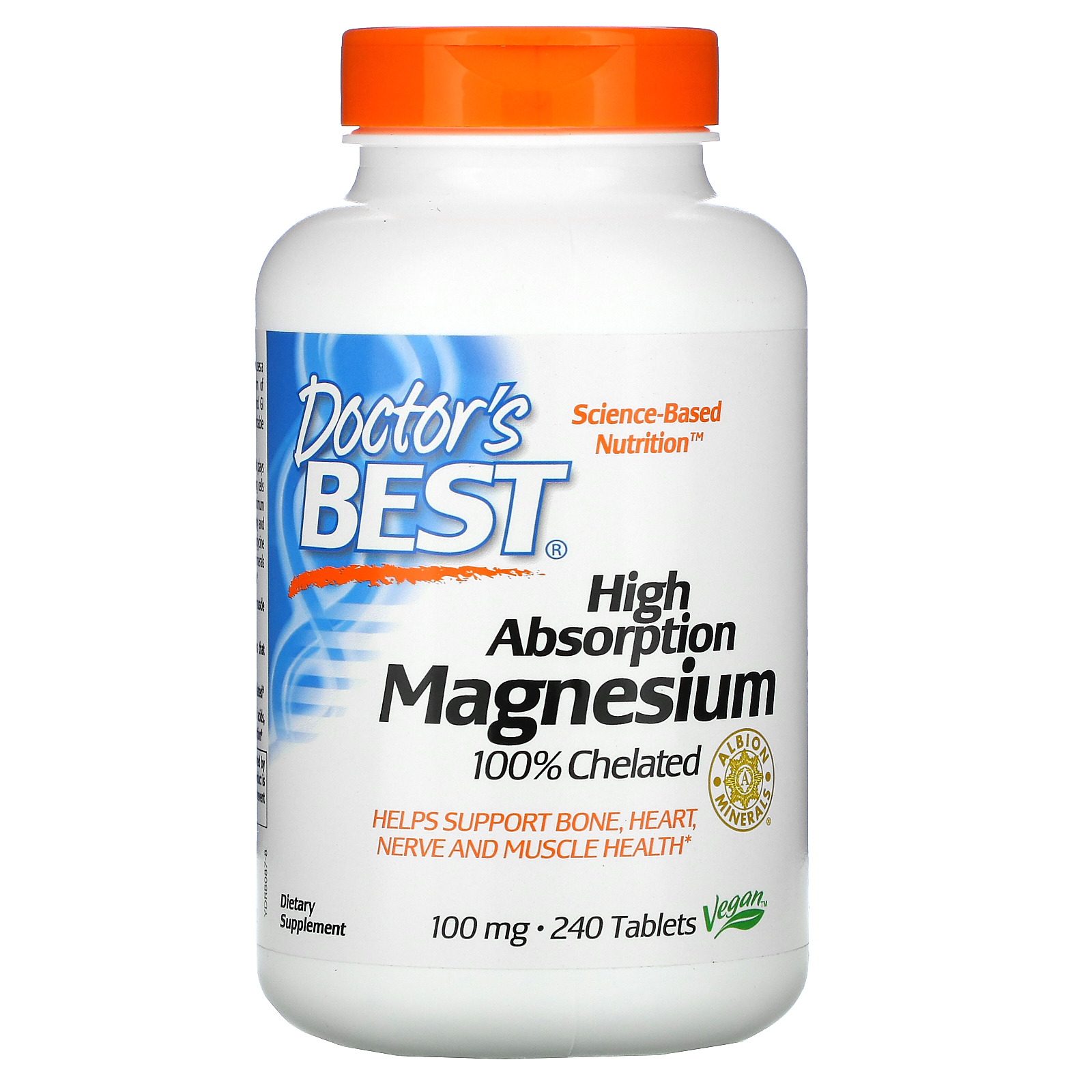 iHerb 日本美妝 補充品 Doctor's Best, 高吸收鎂完全與澳爾濱礦物質螯合,100 毫克,240 片