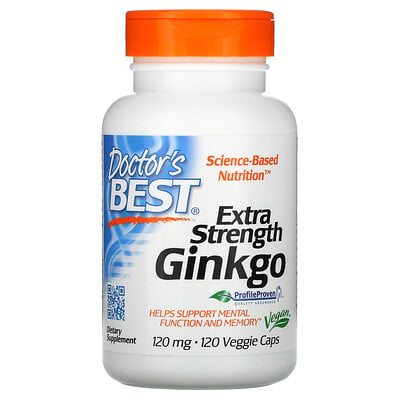 Doctor's Best Гинкго с повышенной силой действия, 120 мг, 120 растительных капсул
