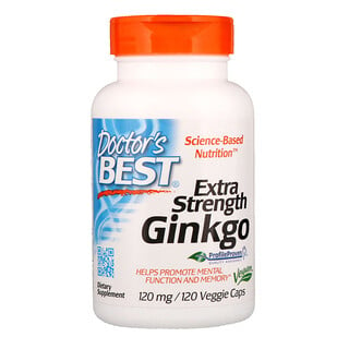 Doctor's Best, Гинкго с повышенной силой действия, 120 мг, 120 растительных капсул
