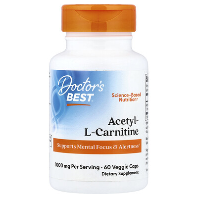Doctor's Best, Acetil-L-carnitina, 60 cápsulas vegetales (500 mg por cápsula)