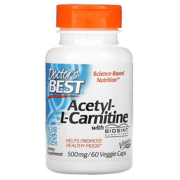 Doctor's Best, Acetyl-L-Carnitine with Biosint Carnitines, Acetyl-L-Carnitin mit Biosint Carnitinen, 500 mg, 60 vegetarische Kapseln
