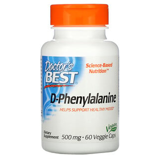 Doctor's Best, D-fenilalanina, 500 mg, 60 cápsulas vegetales