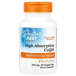 Doctor's Best, CoQ10 de alta absorción con BioPerine®, 60 cápsulas vegetales