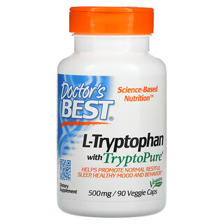 Doctor's Best, L-triptófano con TryptoPure, 500 mg, 90 cápsulas vegetales