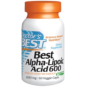 Doctor's Best, Альфа-липоевая кислота (Best Alpha-Lipoic Acid), 600 мг, 60 растительных капсул