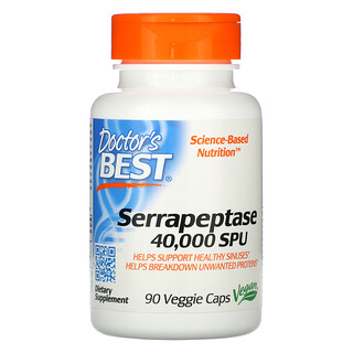 Doctor's Best, Serrapeptasa, 40.000 SPU, 90 cápsulas vegetales