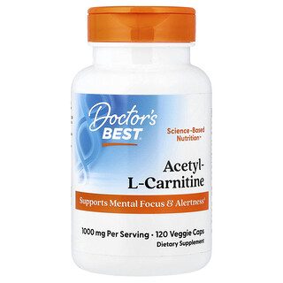 Doctor's Best, Acétyl-L-carnitine, 120 capsules végétales (500 mg pièce)