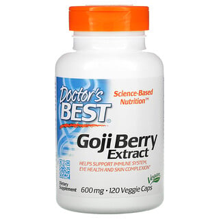 Doctor's Best, Melhor Extrato de Goji Berry, 600 mg, 120 Comprimidos Vegetarianos