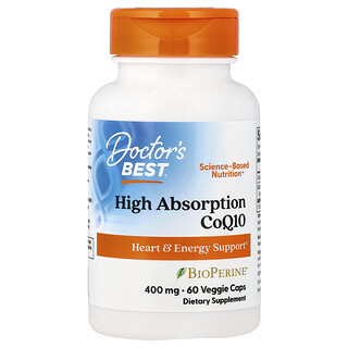 Doctor's Best, Koenzym CoQ10 s vysokou absorpcí s BioPerine®, 60 rostlinných kapslí