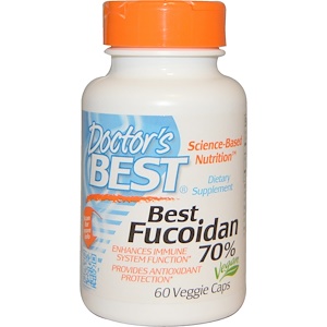 Doctor’s Best, Фукоидан Best Fucoidan 70%, 60 вегетарианских капсул инструкция, применение, состав, противопоказания
