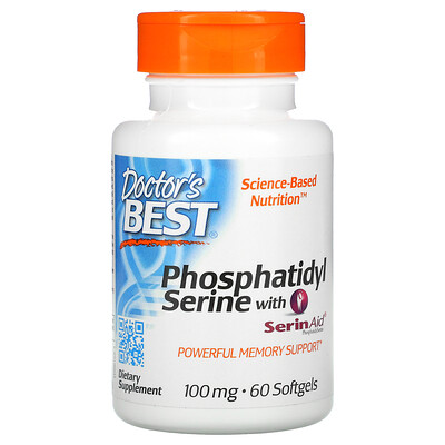 Doctor's Best SerinAid, фосфатидилсерин, 100 мг, 60 мягких таблеток