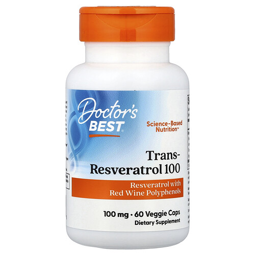 Doctor's Best, Trans-Resveratrol 100 with ResVinol, 100 mg, 60 Veggie Caps