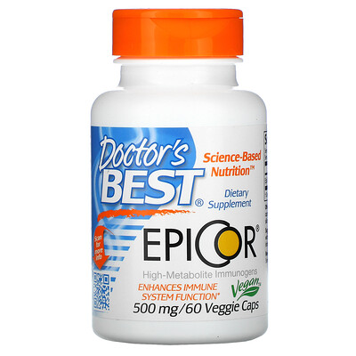 

Doctor's Best Epicor, 500 мг, 60 вегетарианских капсул