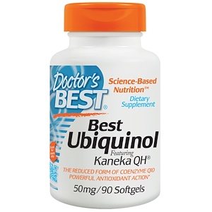 Купить Doctor's Best, Кофермент Q восстановленный (убихинол) с добавлением Kaneka QH (Best Ubiquinol), 50 мг, 90 мягких таблеток  на IHerb