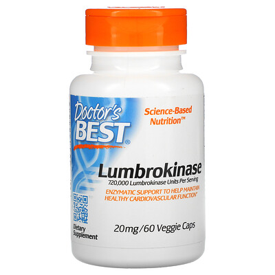 Doctor's Best люмброкиназа 20 мг 60 вегетарианских капсул