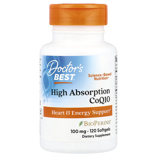 Doctor's Best, CoQ10 de alta absorción, 100 mg, 120 cápsulas blandas