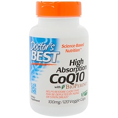 Doctor's Best, Coenzyme Q10, avec BioPerine, 100 mg, 120 gélules végétaliennes