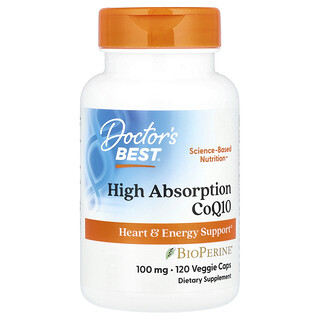 Doctor's Best, CoQ10 de alta absorción con BioPerine®, 100 mg, 120 cápsulas vegetales