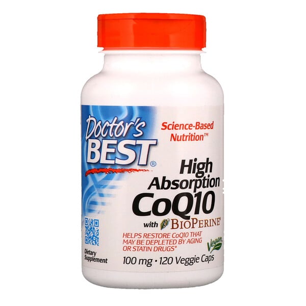 Doctor's Best, Легкоусвояемый CoQ10 с комплексом BioPerine, 100 мг, 120 растительных капсул