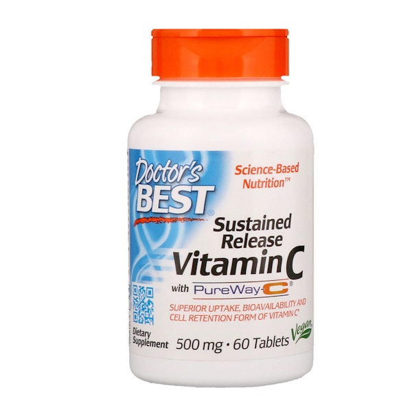 Doctor's Best, ΠΠΈΡΠ°ΠΌΠΈΠ½ Π‘ Π·Π°ΠΌΠ΅Π΄Π»Π΅Π½Π½ΠΎΠ³ΠΎ Π²ΡΡΠ²ΠΎΠ±ΠΎΠΆΠ΄Π΅Π½ΠΈΡ Ρ PureWay-C, 500 ΠΌΠ³, 60 ΡΠ°Π±Π»Π΅ΡΠΎΠΊ