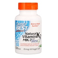 Natural Vitamin K2 MK-7 with MenaQ7, 45 mcg, 60 Veggie Caps - изображение