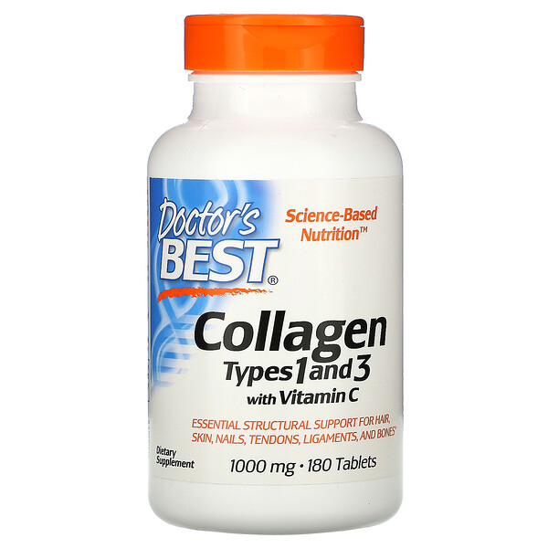 Doctor's Best, Collagen Types 1 and 3 with Vitamin C, 1,000 mg, 180 Tablets
