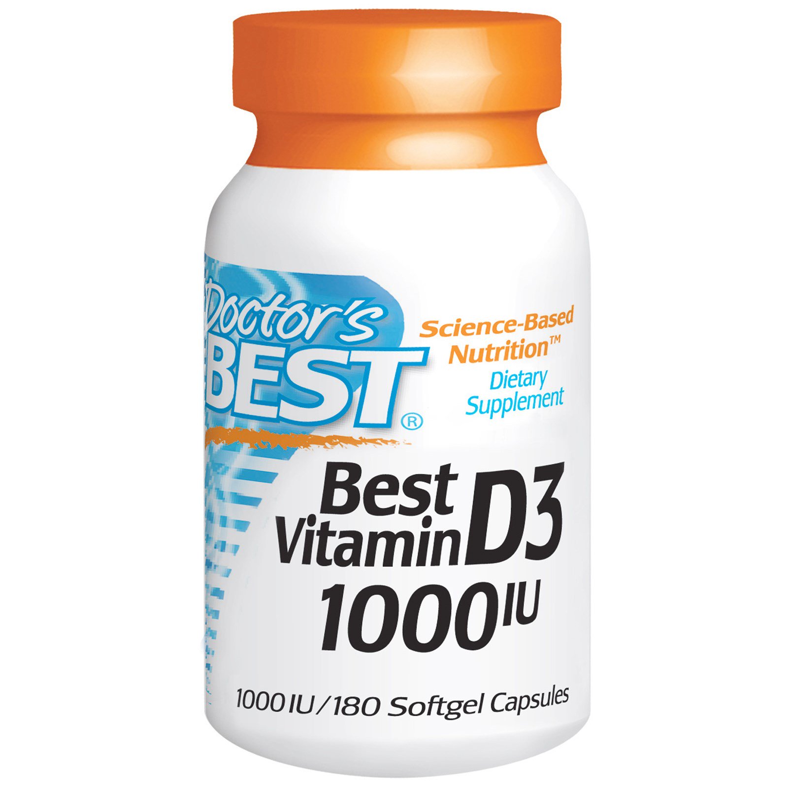 Doctor's Best, Витамин D3, 1000 МЕ, 180 капсул