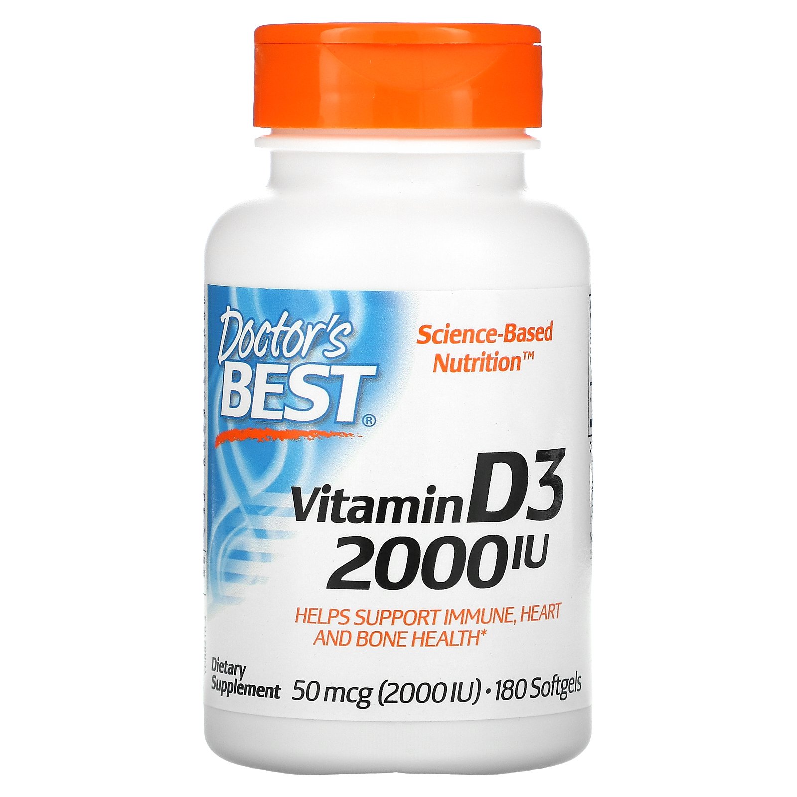 Doctor's Best, Vitamin D3, mcg (2,000 IU), 180 Softgels