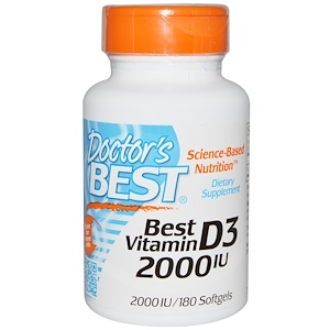 Doctor's Best, Витамин D3 (Best Vitamin D3), 2000 МЕ, 180 мягких таблеток