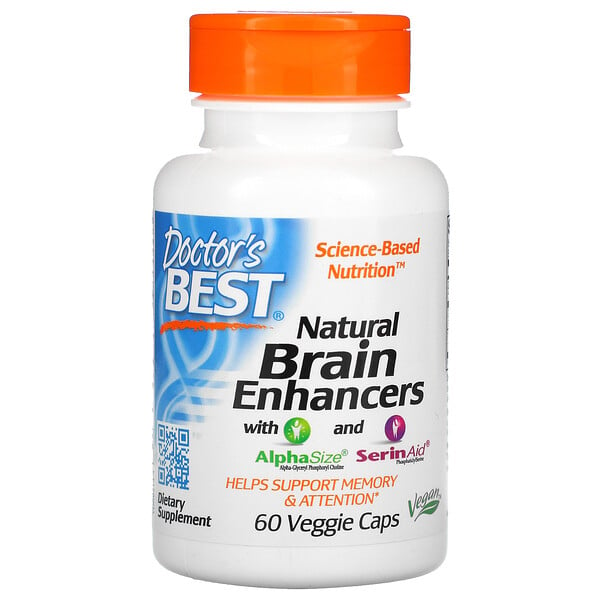 Doctor's Best, натуральные добавки для поддержки работы мозга с AlphaSize и SerinAid, 60 вегетарианских капсул