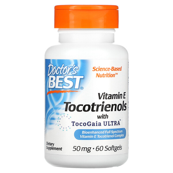 Doctor's Best, Vitamin E Tocotrienols with TocoGaia Ultra, 50 mg, 60