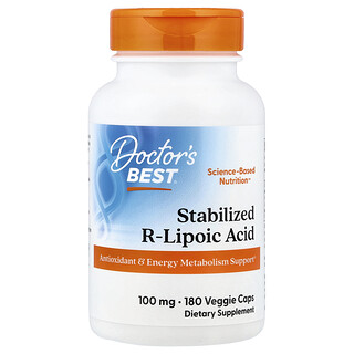 Doctor's Best, Asam R-Lipoat yang Distabilkan , 100 mg, 180 Kapsul Nabati