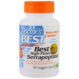 Купить Doctor's Best, Серрапептаза с высокой эффективностью, 120000 SPU, 90 капсул в растительной оболочке  на IHerb