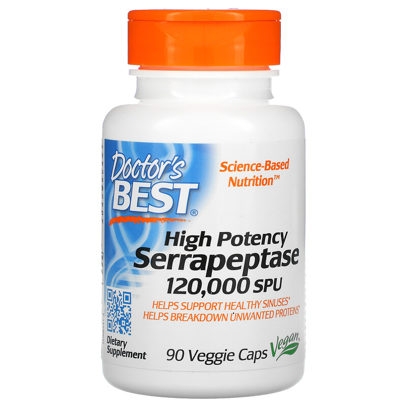 Doctor's Best, High Potency Serrapeptase, 120,000 SPU, 90 Veggie Caps - iHerb