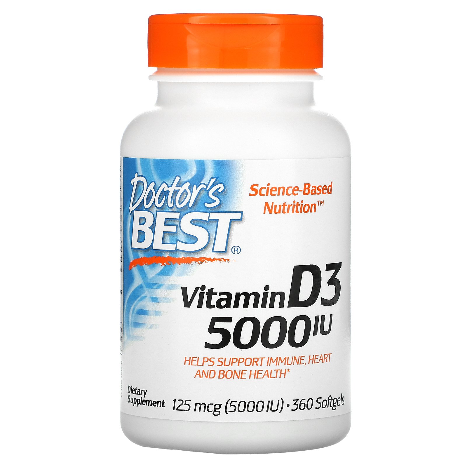 Doctor's Best, Vitamin D3, 125 mcg (5,000 IU), Softgels