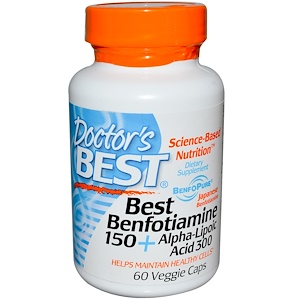 Купить Doctor's Best, Best Benfotiamine 150 + альфа-липоевая кислота 300, 60 растительных капсул  на IHerb
