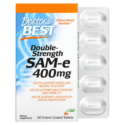 Doctor's Best SAM-e двойная сила действия (дисульфат тозилат) 400 мг 60 таблеток покрытых кишечнорастворимой оболочкой